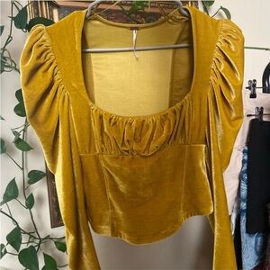 Free People Velvet Princess Sleeve Top